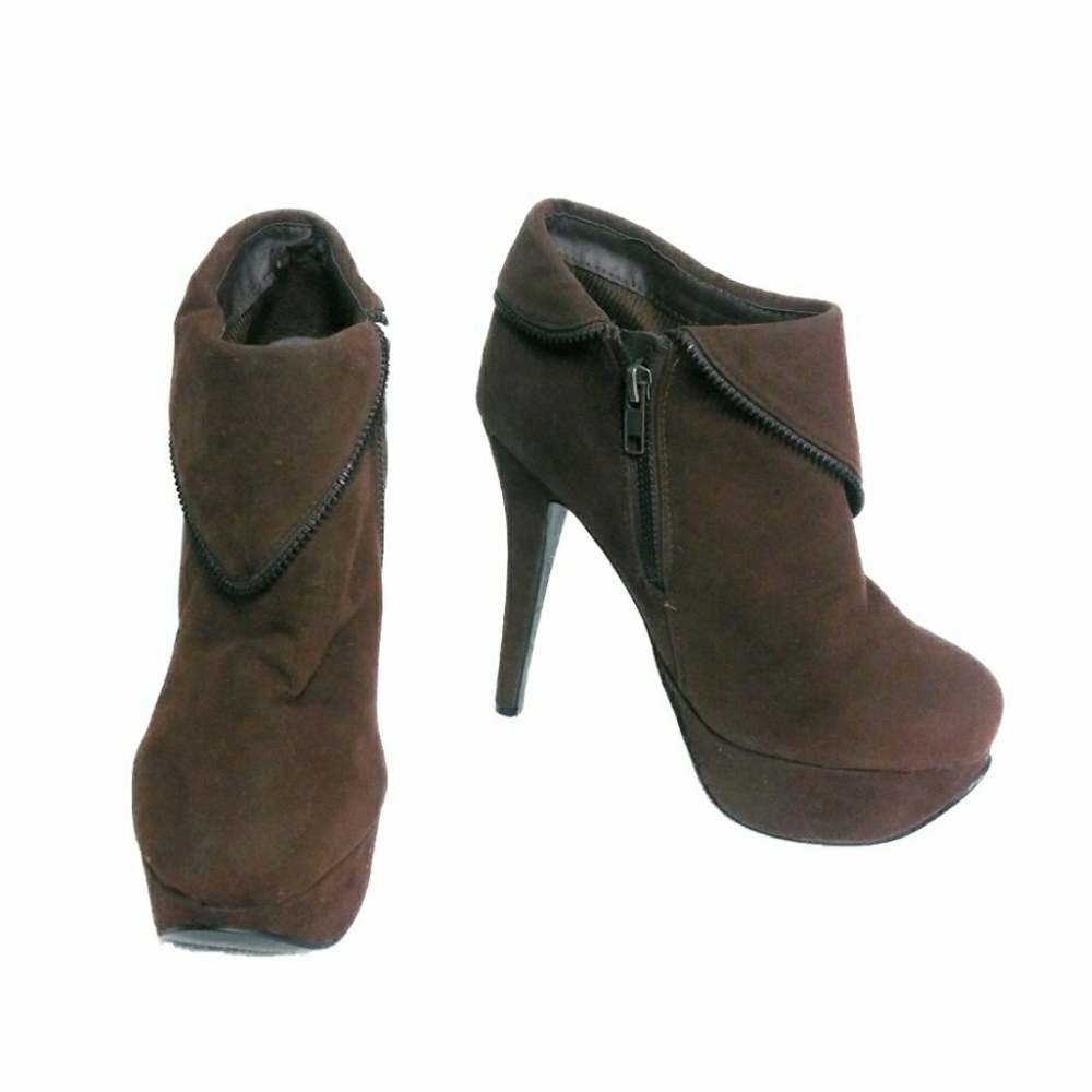DbDk Fashion Helana Wn's Brown Zip Up Booties Sz 7